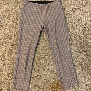 High Waisted Orange & Black Houndstooth Pants - 12